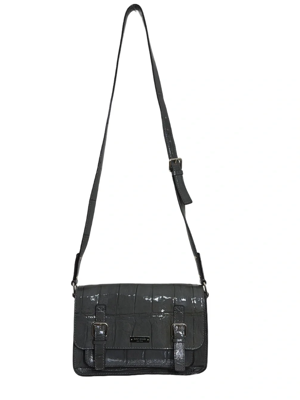 Kate Spade Knightsbridge Crossbody in Graphite Croc Patent Leather